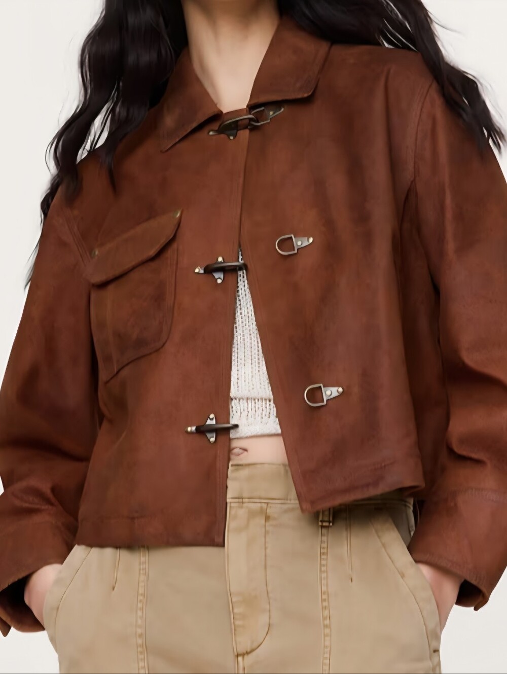NWT Banana Republic Textured Suede Jacket Size Large Dark Caramel $700